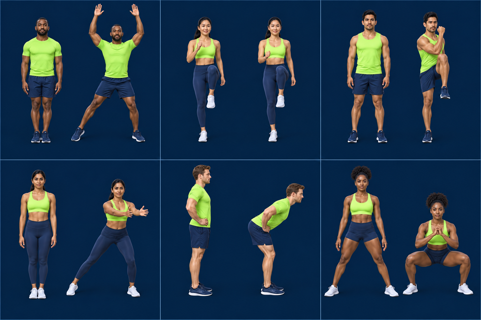 March in place, two movement reference positions